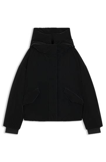 Пухо яке BOSS Cropped Water-Repellent Puffer Jacket with High Collar and Elasticated Cuffs Черно | 50555260, 0