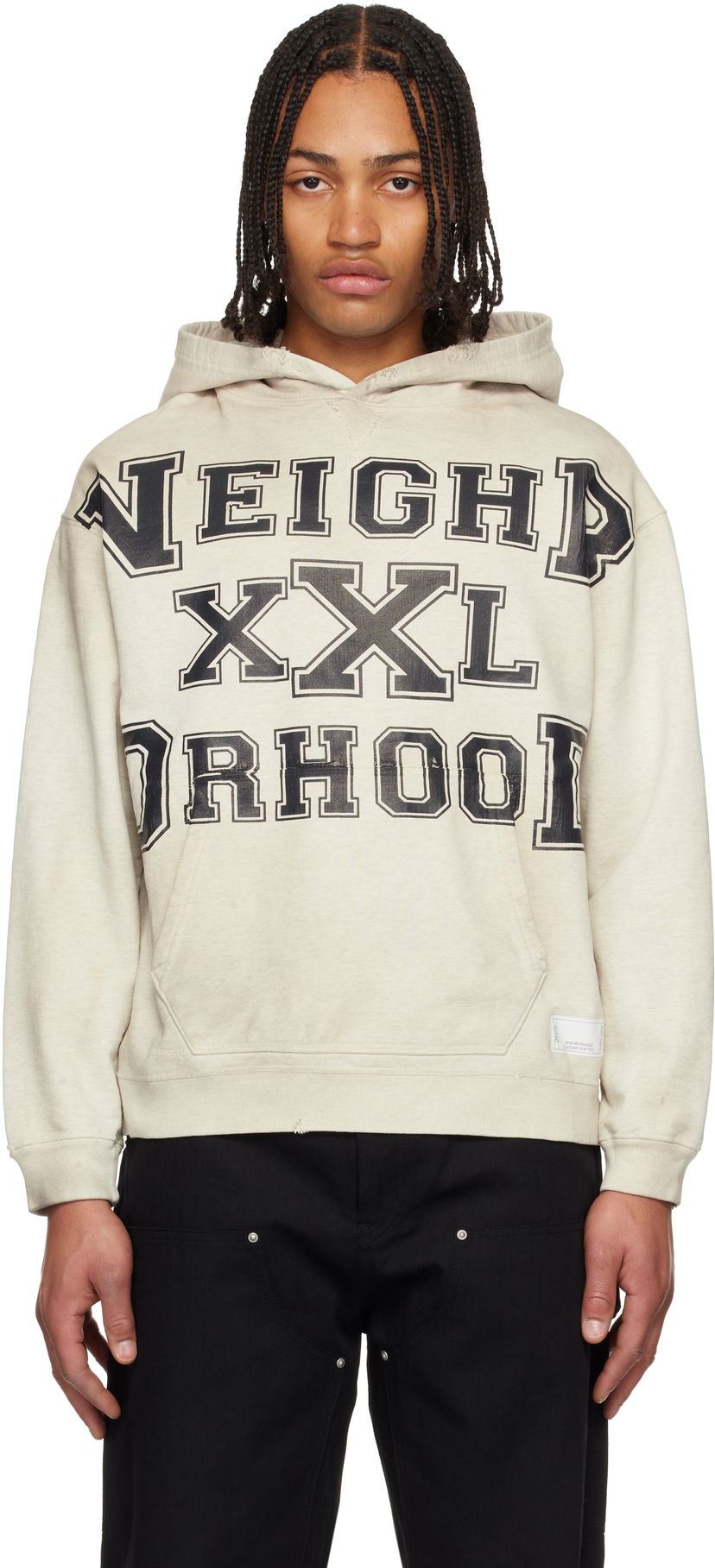 Суитчър Neighborhood Neighborhood Distressed Graphic Hoodie Бежово | 252OKNH-CSM02