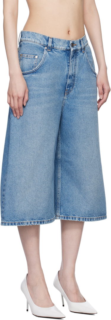 Къси панталони Stella McCartney Stella McCartney Vintage Wash Denim Wide Leg Shorts Синьо | 6D03493SQH05, 1
