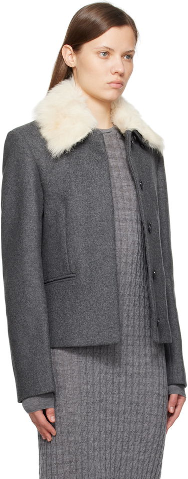 Яке TOTEME TOTEME Shearling Collar Jacket Сиво | 251-WRO0164-FB0005, 1