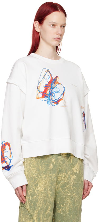 Суитчър Études Parade Print Cropped Sweatshirt Бяло | E24MC221A01300, 4