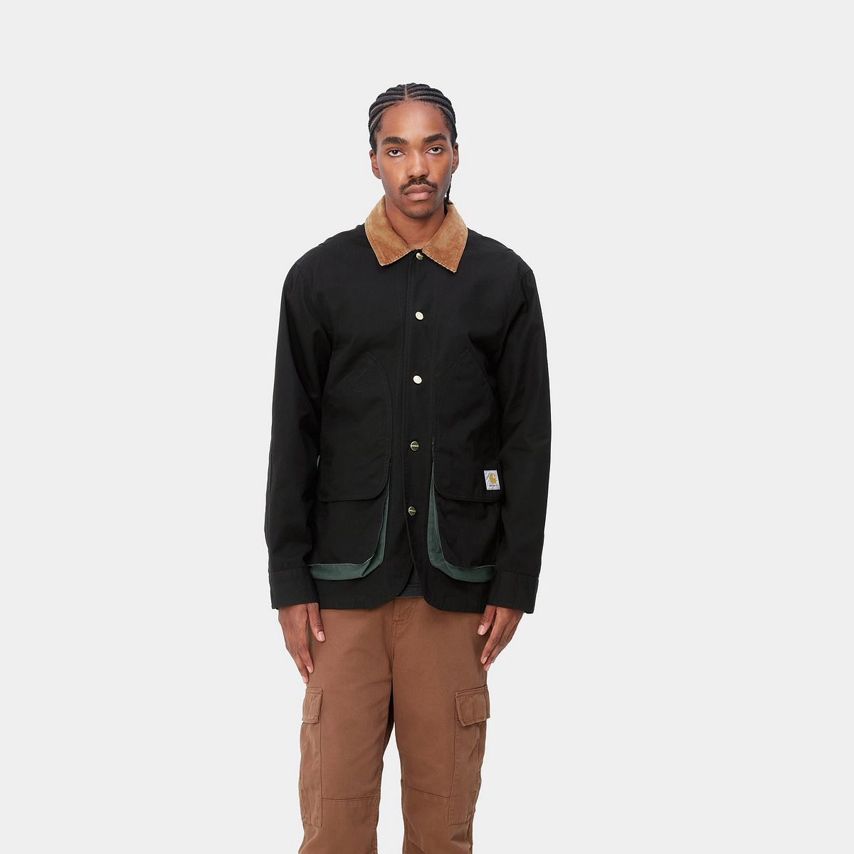 Яке Carhartt WIP Heston Jacket "Black / Discovery Green heavy stone wash" Черно | I032148_1OC_60, 1