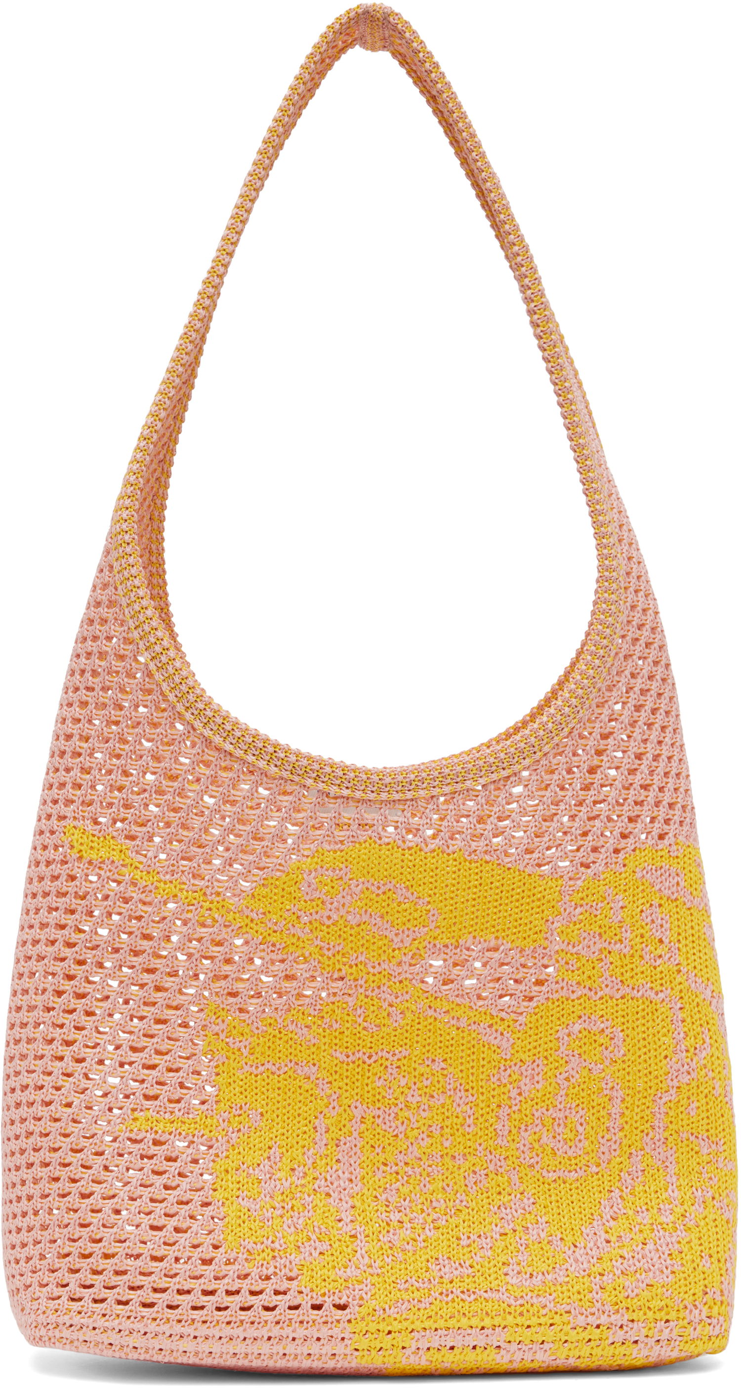 Голяма пазарска чанта Burberry Burberry Small EKD Crochet Tote Розово | 8106533, 0