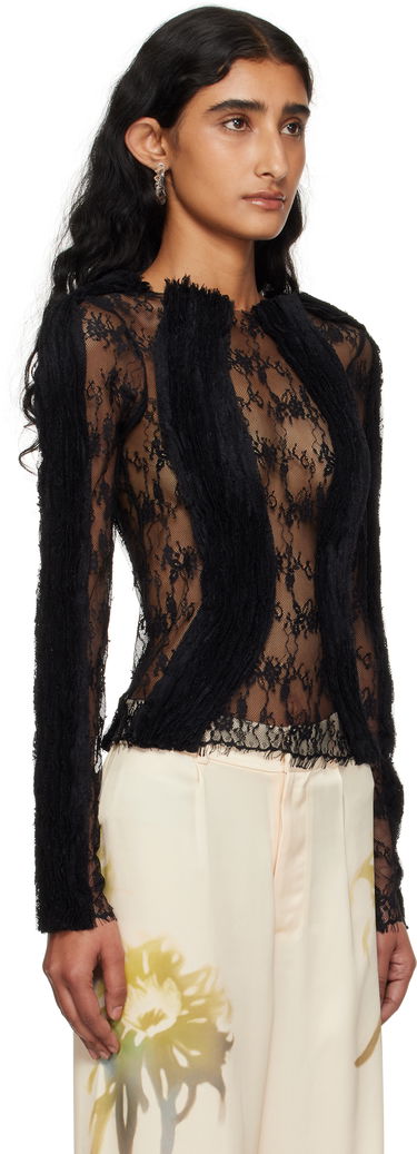 Тениски и потници Collina Strada Collina Strada Wavy Lace Top Черно | XX3303, 1