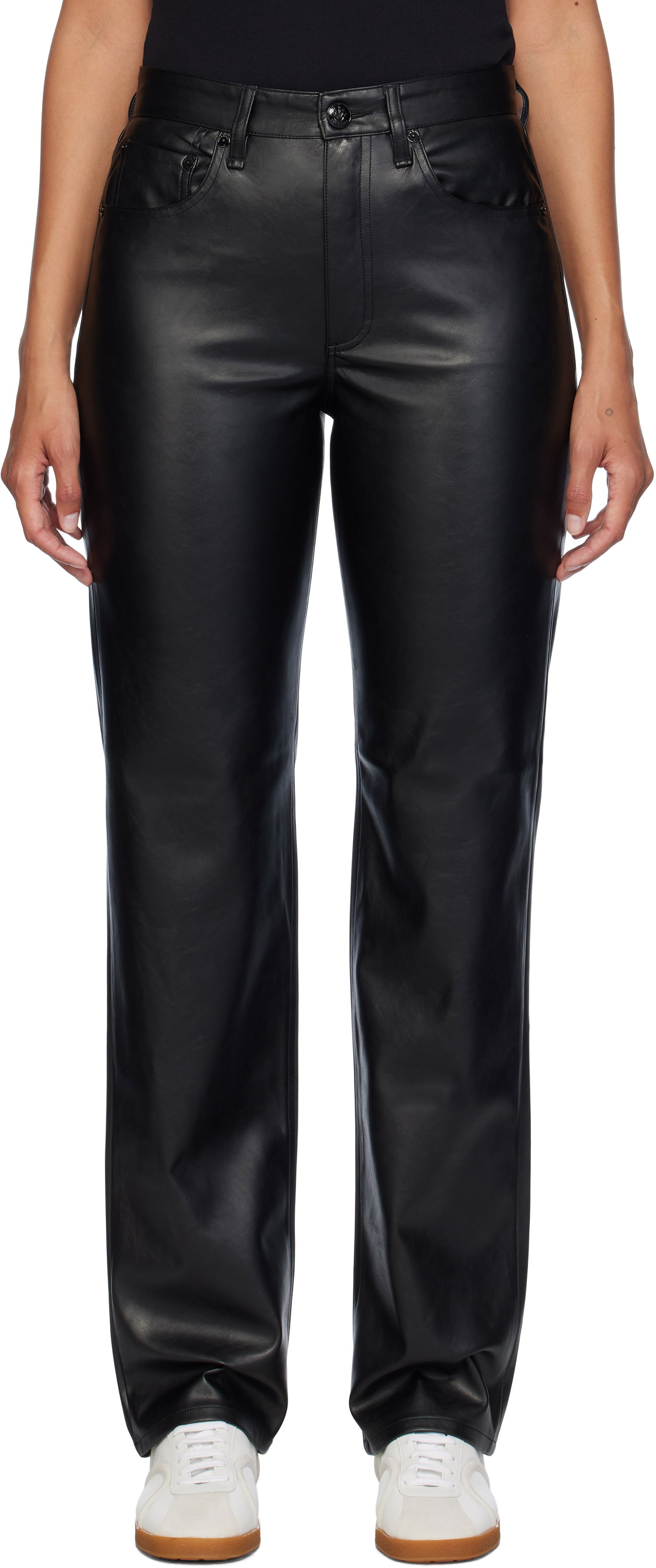 Панталони rag & bone Harlow Faux-Leather Pants Черно | WCW24F7006GR06, 0