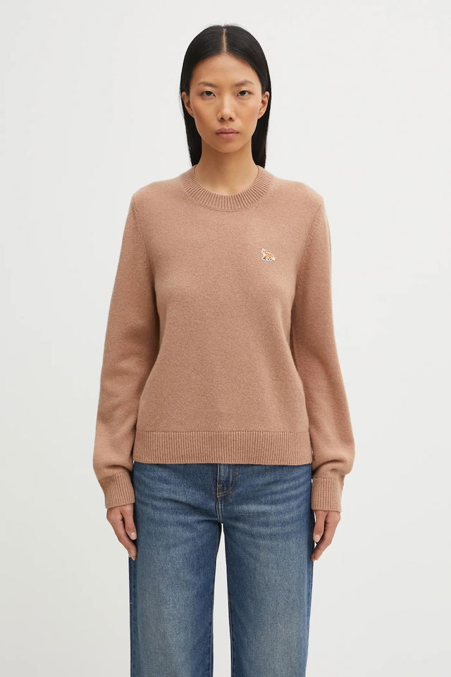 Maison Kitsuné Baby Fox Lambswool Regular Fit Crew Neck Sweater