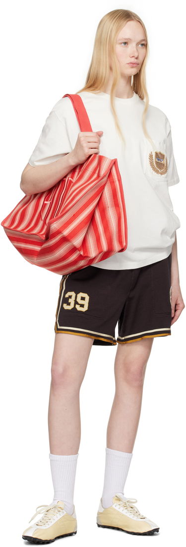 Голяма пазарска чанта Bode Bode Parasol Stripe Tote Червено | MRS25AC009, 3