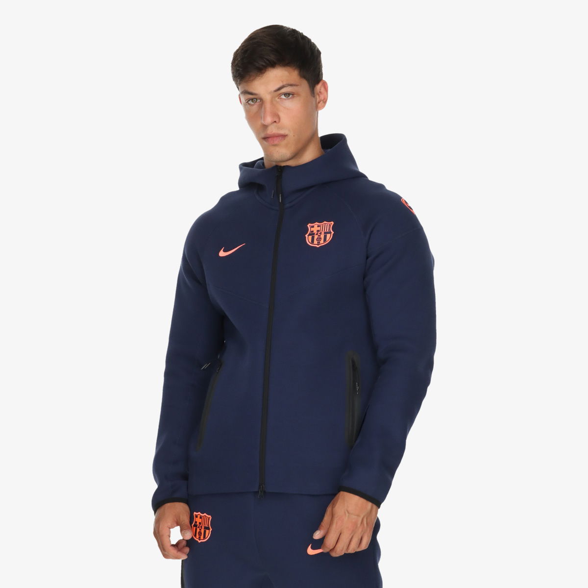 Суитчър Nike FC Barcelona Tech Fleece Full Zipp Winter Ready Hoodie 3R Тъмно синьо | HQ1829-411, 1