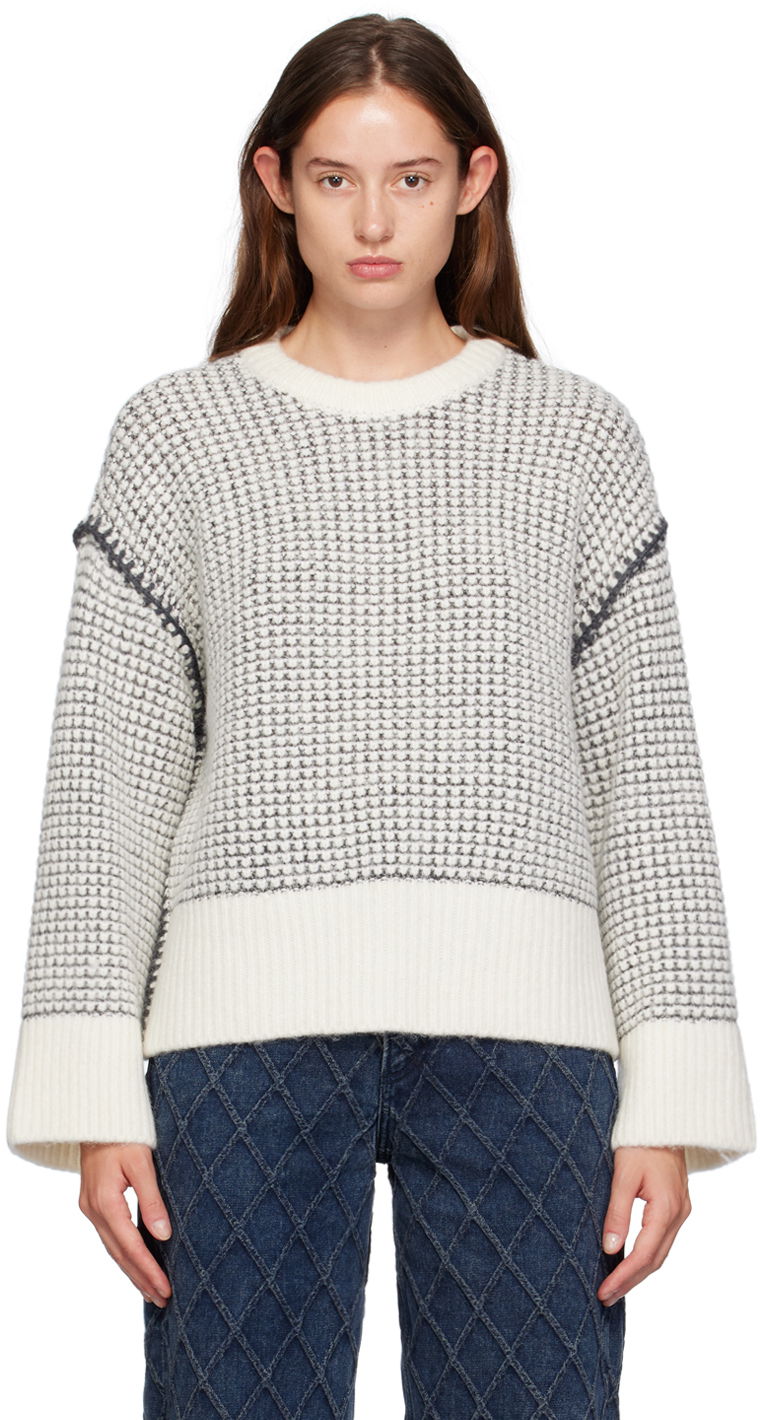 Пуловер rag & bone Katie Waffle Knit Sweater Бяло | WAS24F050SA50, 0