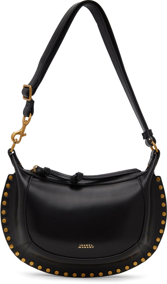 Isabel Marant Oskan Moon Studded Leather Hobo Shoulder Bag