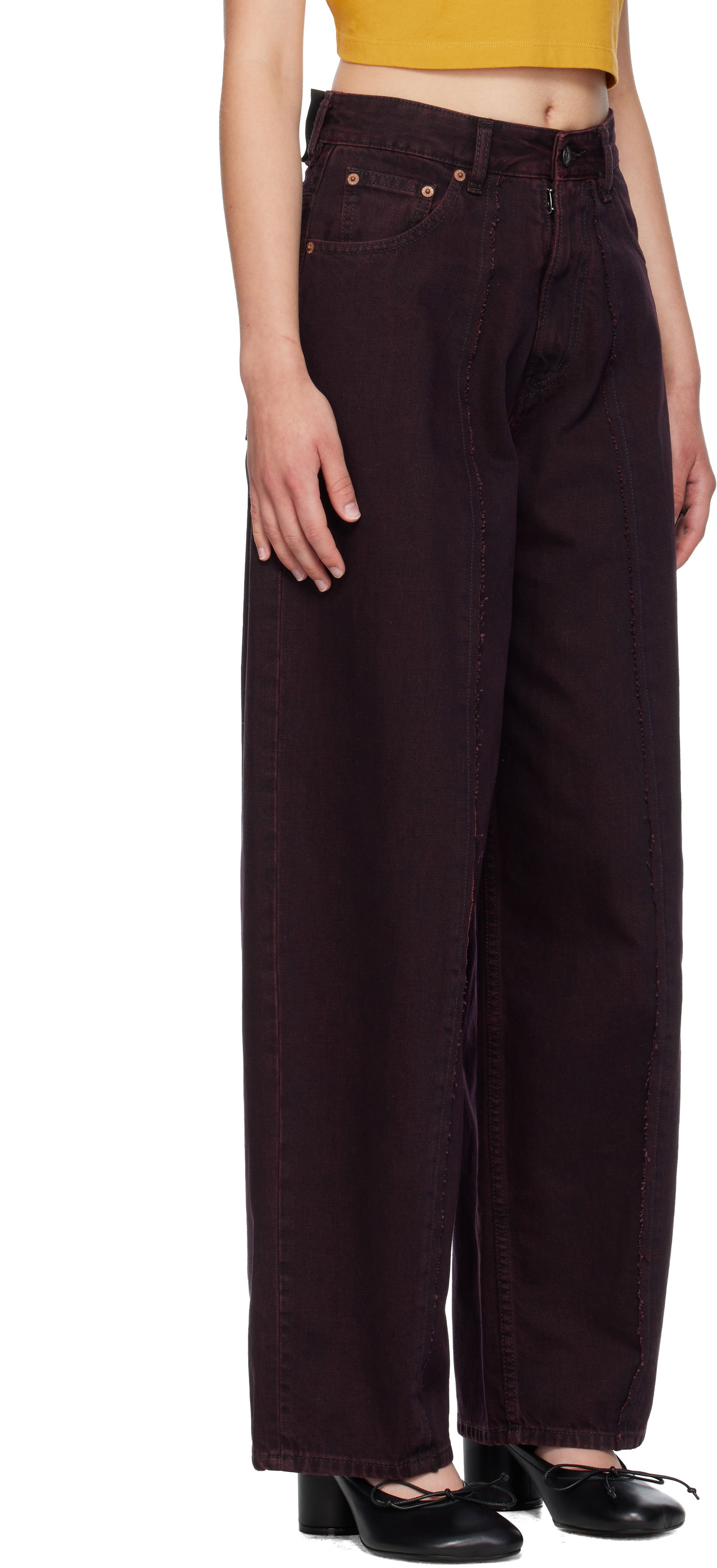 Дънки Maison Margiela MM6 Maison Margiela Wide-Leg Jeans Бургунди | S52LA0264 M30032, 1