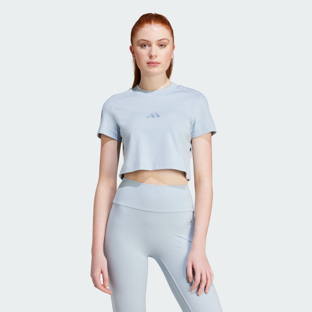 Съкратен топ adidas Performance ALL SZN Slim Cropped T-Shirt Синьо | IY6846, 0