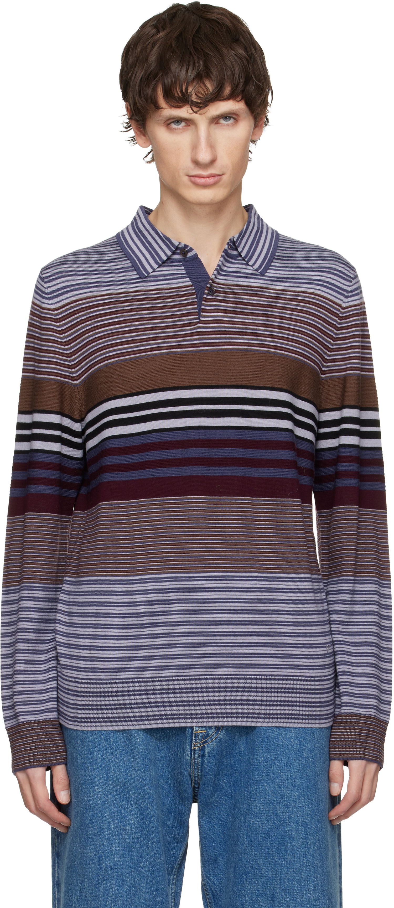 Поло тениска Paul Smith Paul Smith Merino Wool Stripe Long-Sleeve Polo Многоцветен | M2R-473Z-T22439-59, 0