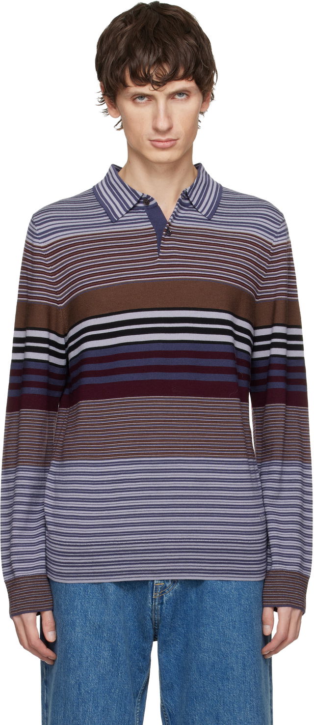 Paul Smith Merino Wool Stripe Long-Sleeve Polo