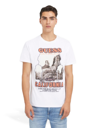 Тениска GUESS Front Print T-Shirt Бяло | M3BI40K8FQ4