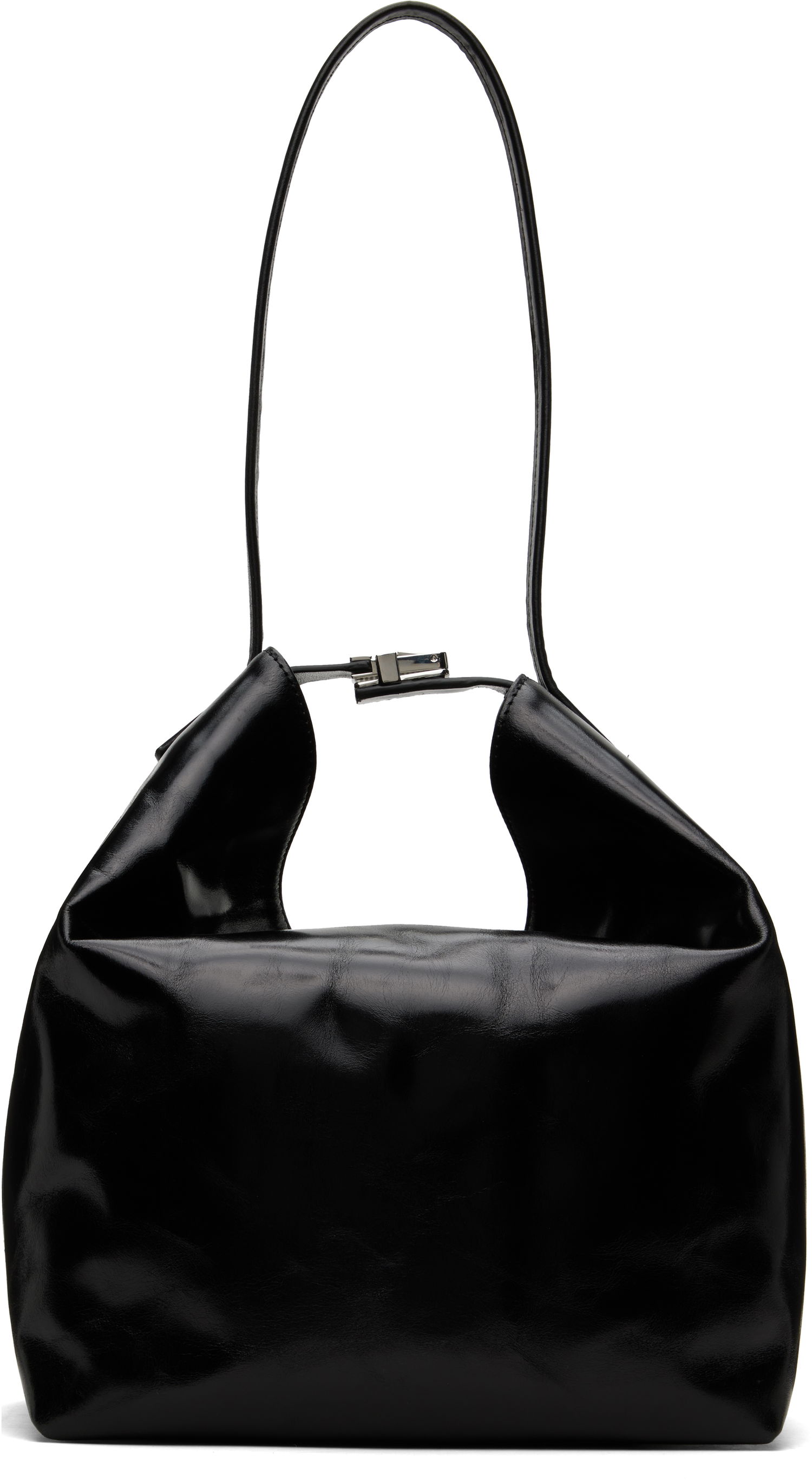 Чанта през рамо BY FAR BY FAR Maxi Bea Creased Leather Shoulder Bag Черно | MWBSB054CL034BK001PL, 0