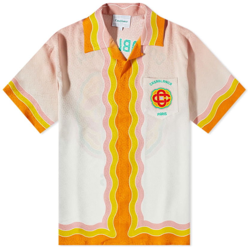 Риза Casablanca Rainbow Monogram Short Sleeve Silk Shirt Многоцветен | MS23-SH-003-11