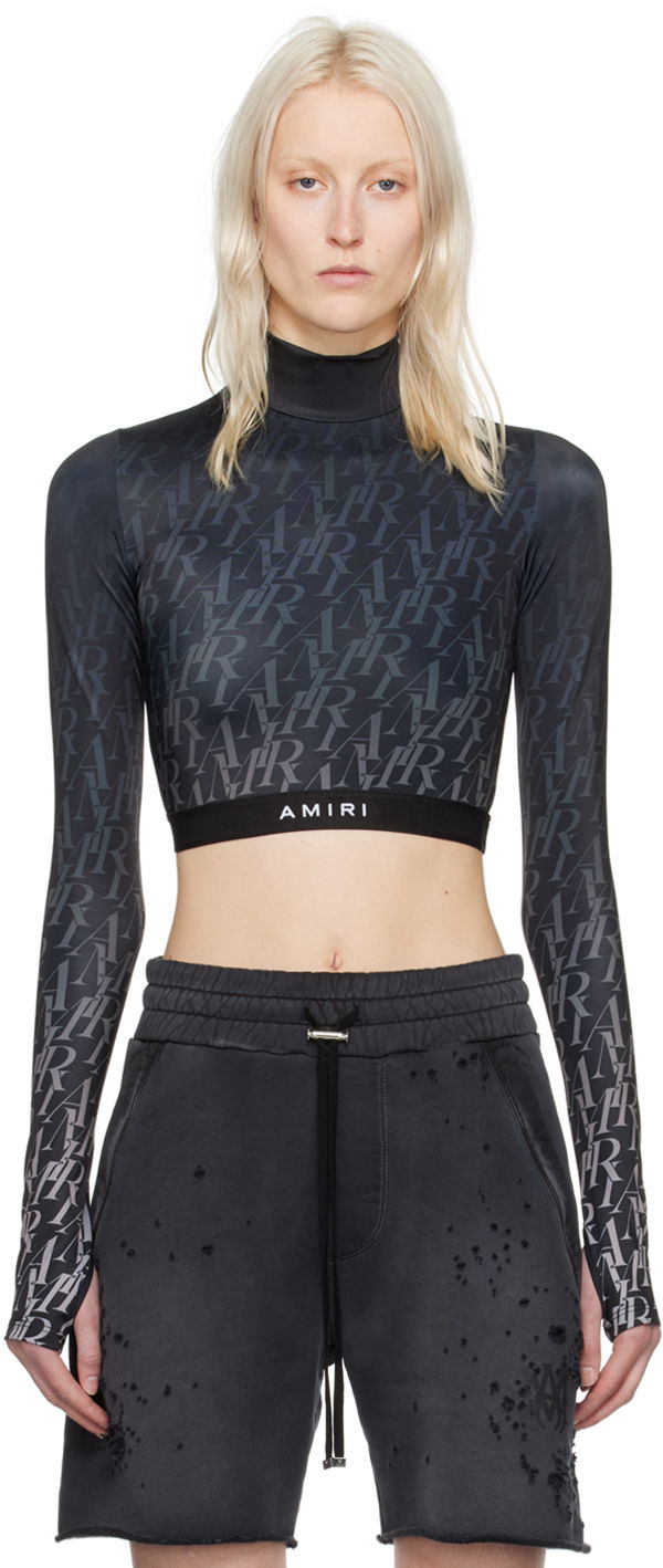 Съкратен топ AMIRI Burnout Top Черно | PS24WAT002, 0