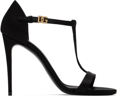 Кецове и обувки Dolce & Gabbana Satin T-Bar Heeled Sandals Черно | CR1766 A7630, 0