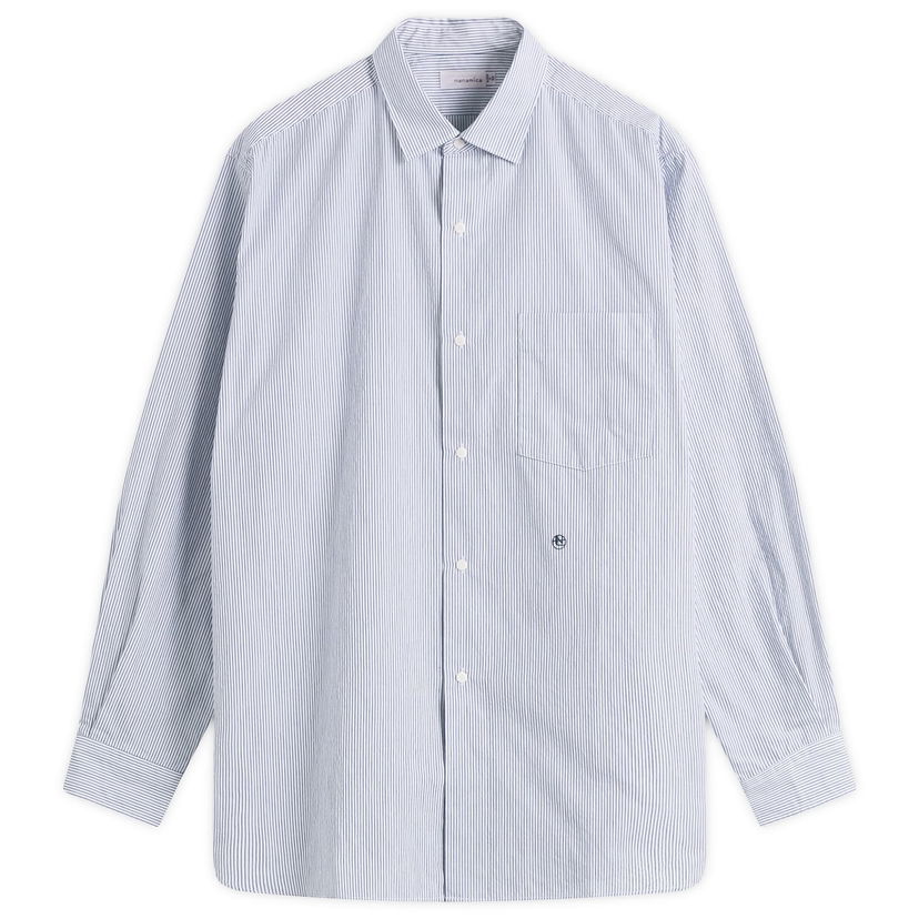 Риза NANAMICA Nanamica Regular Collar Stripe Wind Shirt, Size Small Синьо | SUGF362E-N