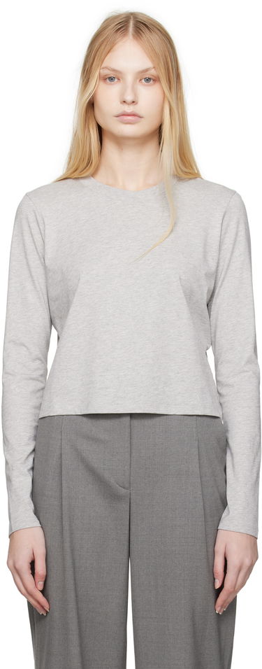 Съкратен топ Loulou de Saison Loulou de Saison Masal Cropped Long Sleeve T-Shirt Сиво | MASAL, 0
