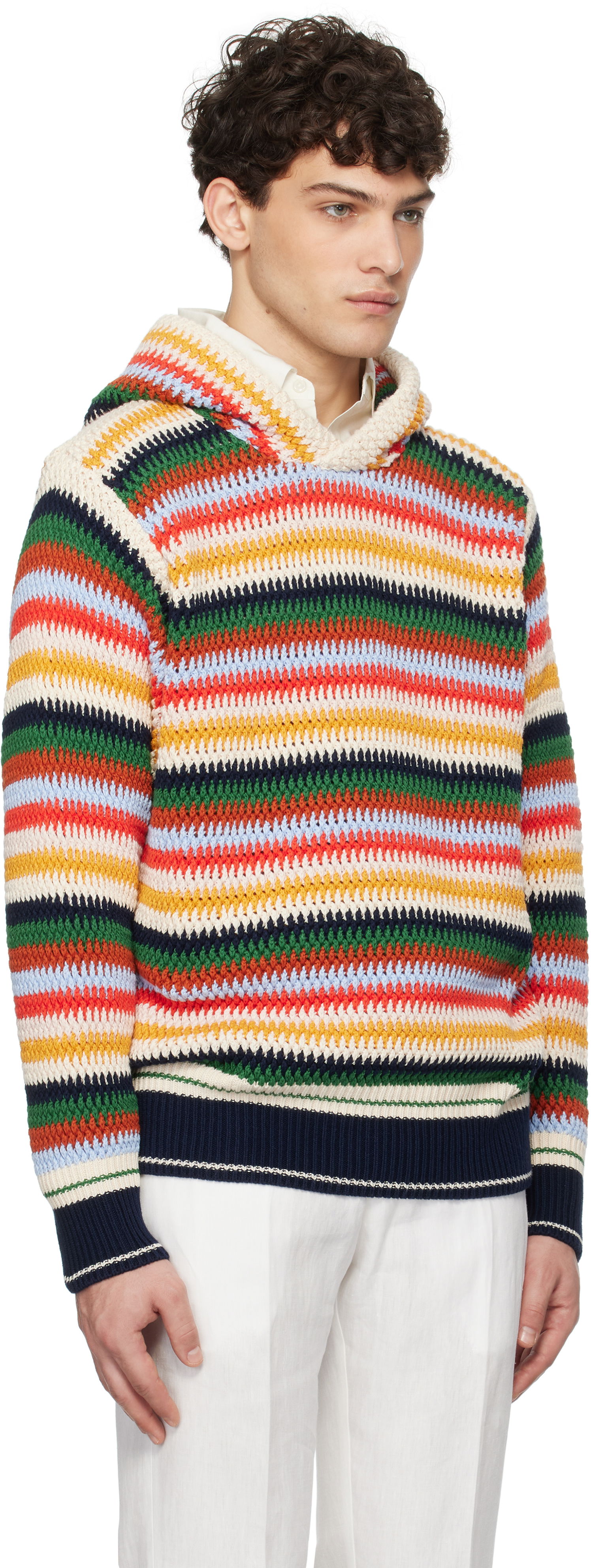Пуловер Orlebar Brown Kirk Striped Knit Hoodie Многоцветен | 280040, 1