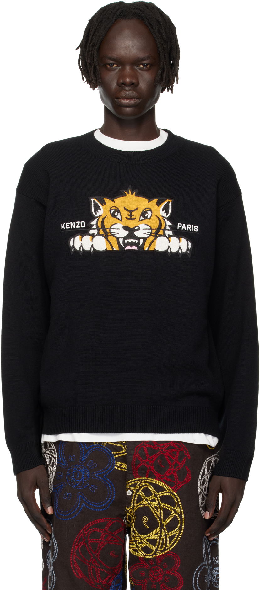 Пуловер KENZO Kenzo Paris 'KENZO Happy Tiger' Embroidered Sweater Черно | FF65PU7503LI