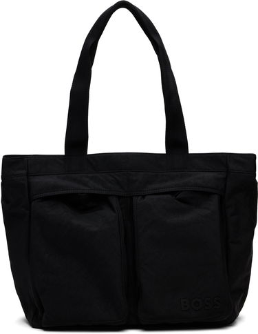 Голяма пазарска чанта BOSS Bonded-Logo Tote Черно | 50558161, 0