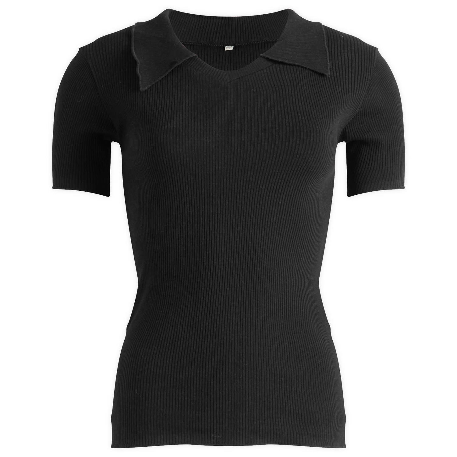 Поло тениска Baserange Iso Ribbed Short Sleeve Polo Top Черно | TTIT-RCR-AU25-BLK, 1