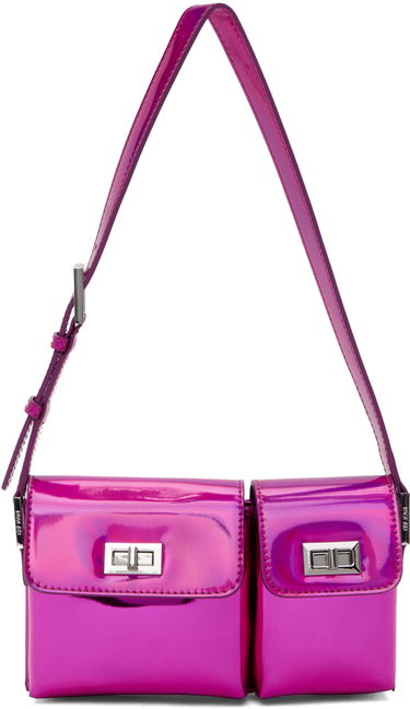 Дамска чанта BY FAR Double Pocket Metallic Shoulder Bag Розово | 23PFBABYBOFCHIRLSMA, 0