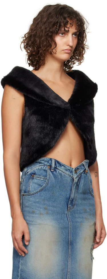 Жилетка We11done We11done Cropped Faux-Fur Vest Черно | WD-F93-24-026-W-BK, 1