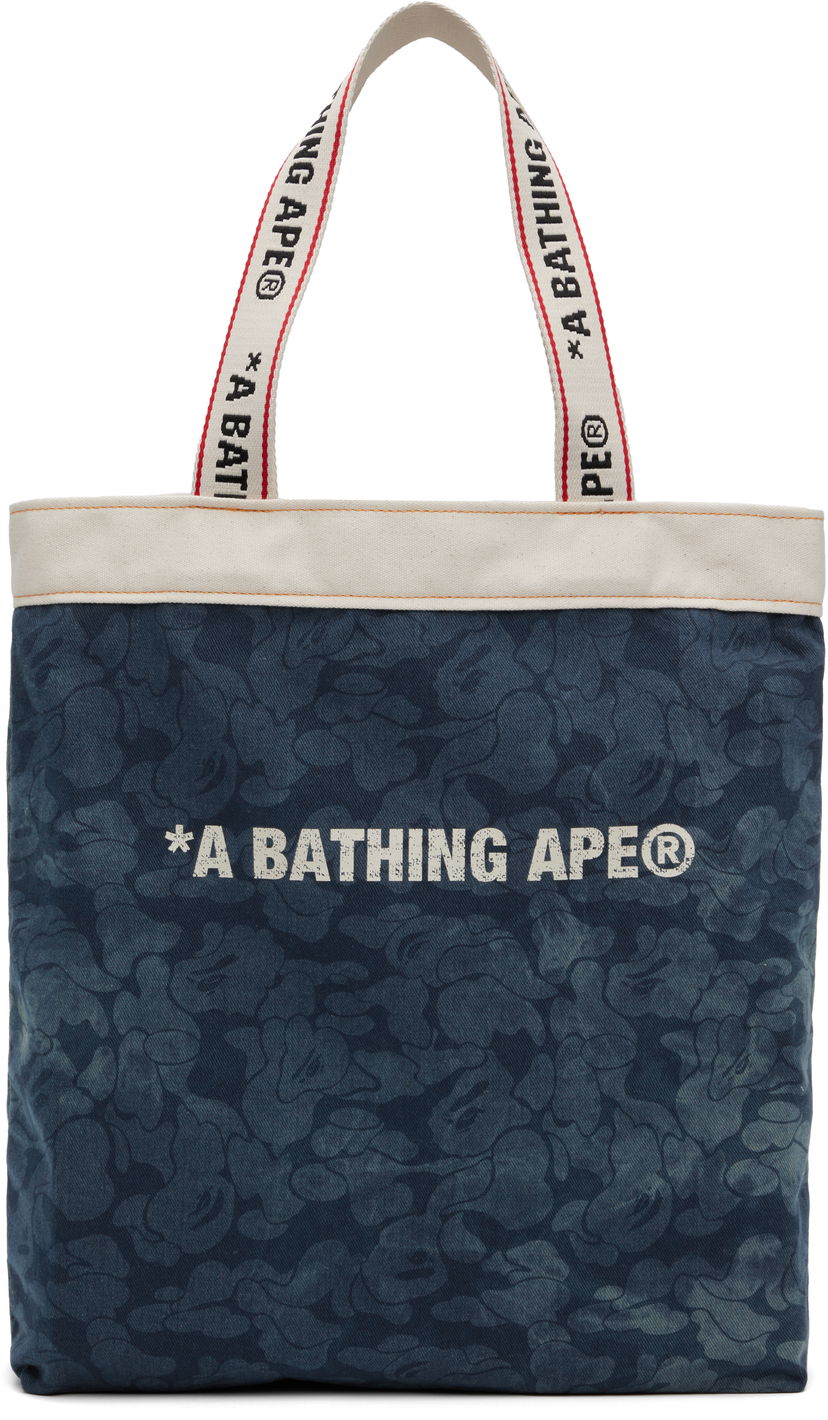 Голяма пазарска чанта BAPE Denim Tote Синьо | 001BAK801006M