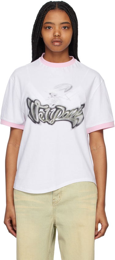 Тениска We11done We11done Crewneck T-Shirt with Rabbit Print Бяло | WD-TT1-23-736-U-PK, 0