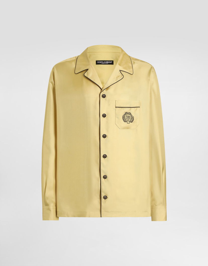 Риза Dolce & Gabbana Dolce & Gabbana Men's Silk Twill Vanity Shirt Жълто | G5IF1ZFU10SA0488