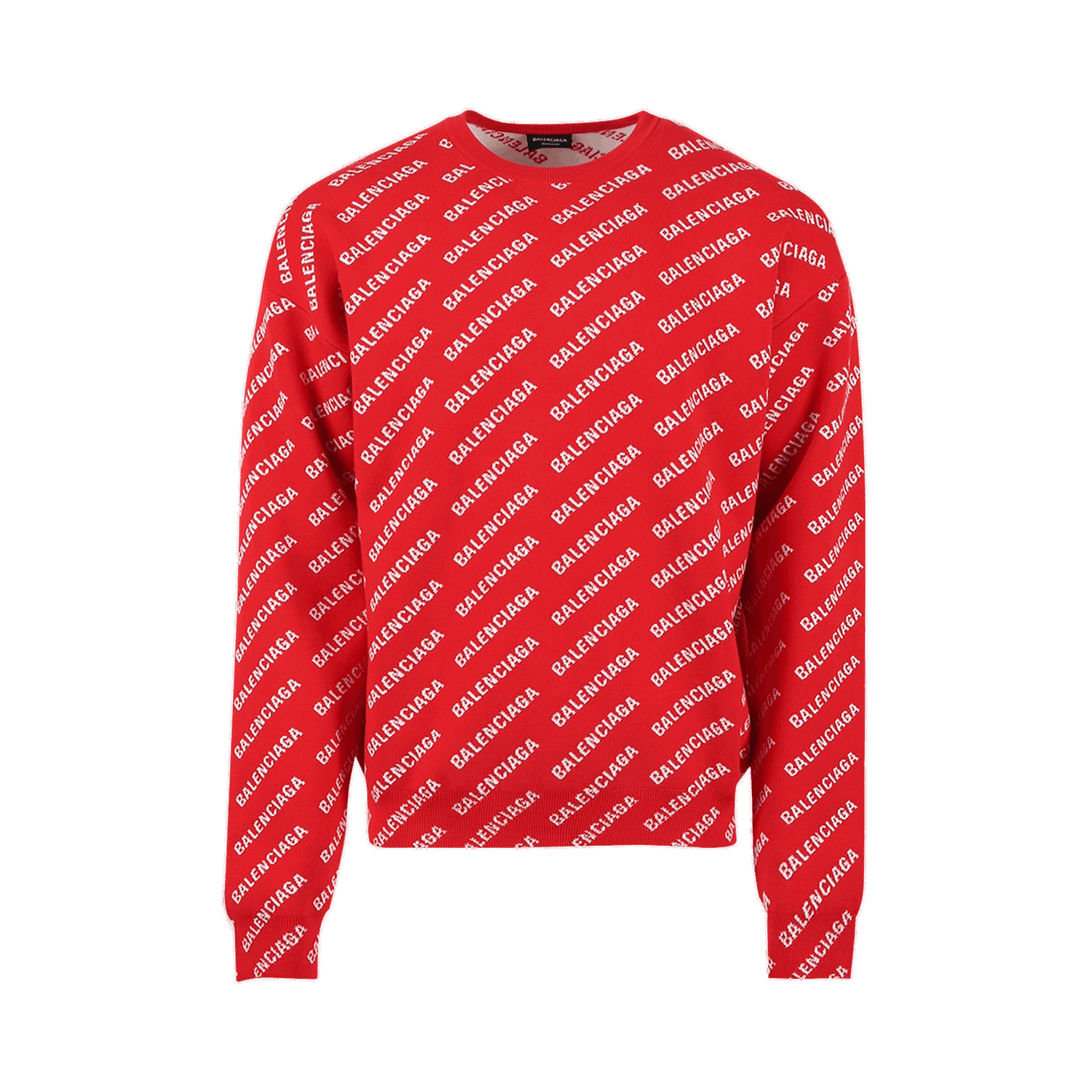Пуловер Balenciaga All Over Logo Crewneck Червено | 702952 T3233 6090, 0