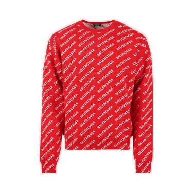 Пуловер Balenciaga All Over Logo Crewneck Червено | 702952 T3233 6090, 0