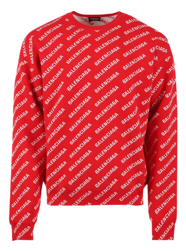Пуловер Balenciaga All Over Logo Crewneck Червено | 702952 T3233 6090