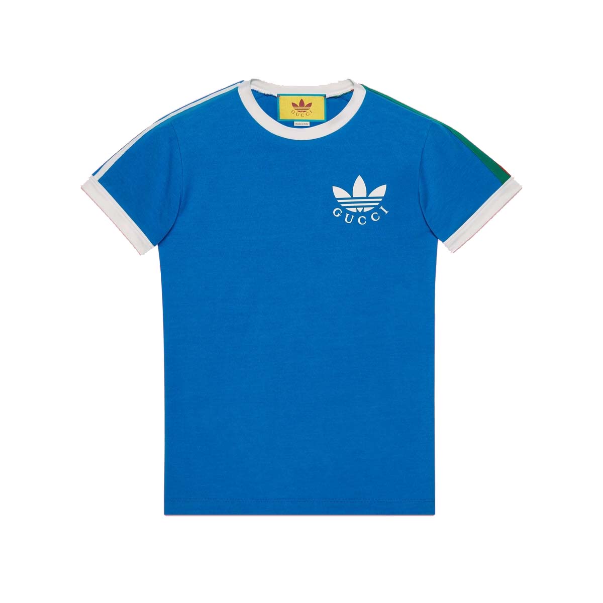Тениска Gucci adidas x Trefoil Print T-shirt Синьо | 691637 XJEKL 4744, 0