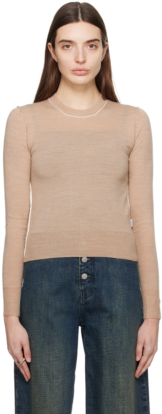 Пуловер Maison Margiela MM6 Exposed Seam Sweater Бежово | S52HL0020 S18446, 0