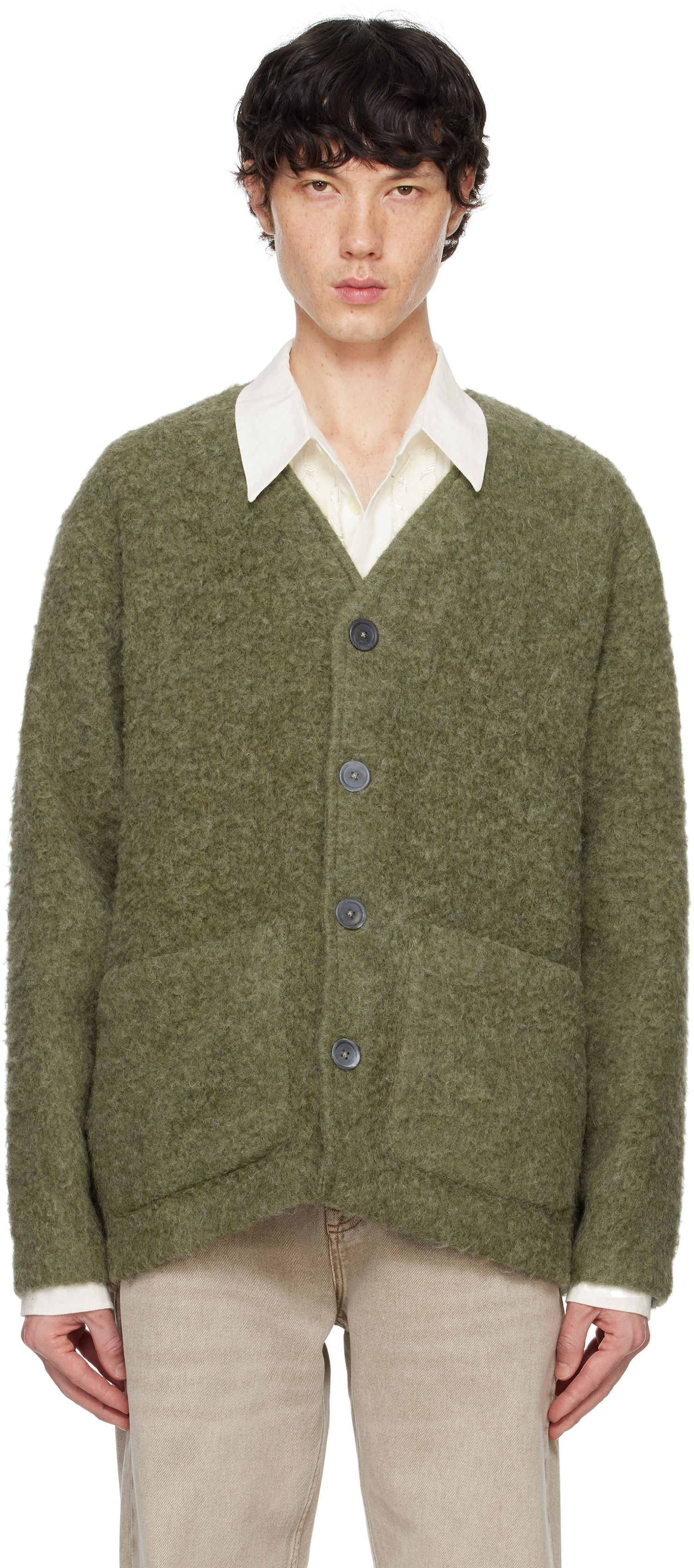 Пуловер OUR LEGACY Brushed Cardigan Зелено | M4243CF, 0