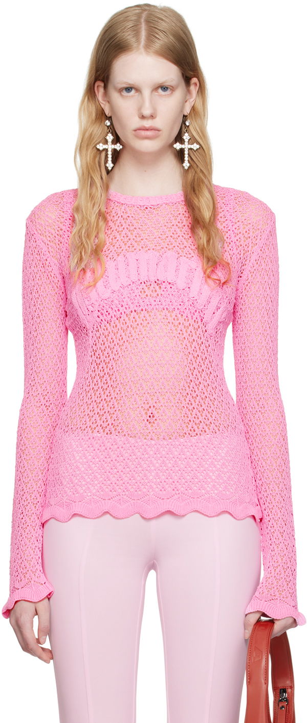 Пуловер Blumarine Pink Scalloped Sweater Розово | P344M026A