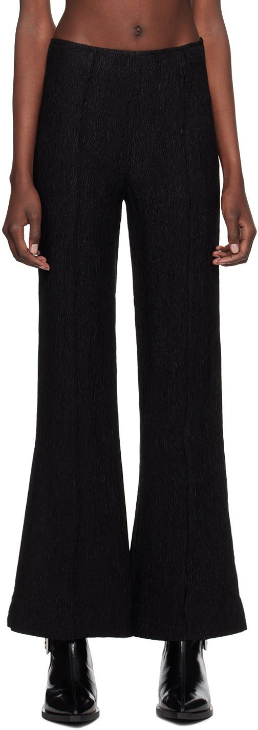 Панталони GANNI Black Stretch Flared Trousers Черно | F9396