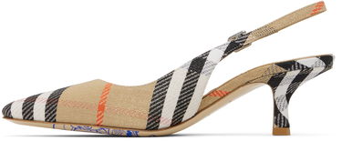 Кецове и обувки Burberry Burberry Birdie Check Slingback Pumps Бежово | 8106171, 2