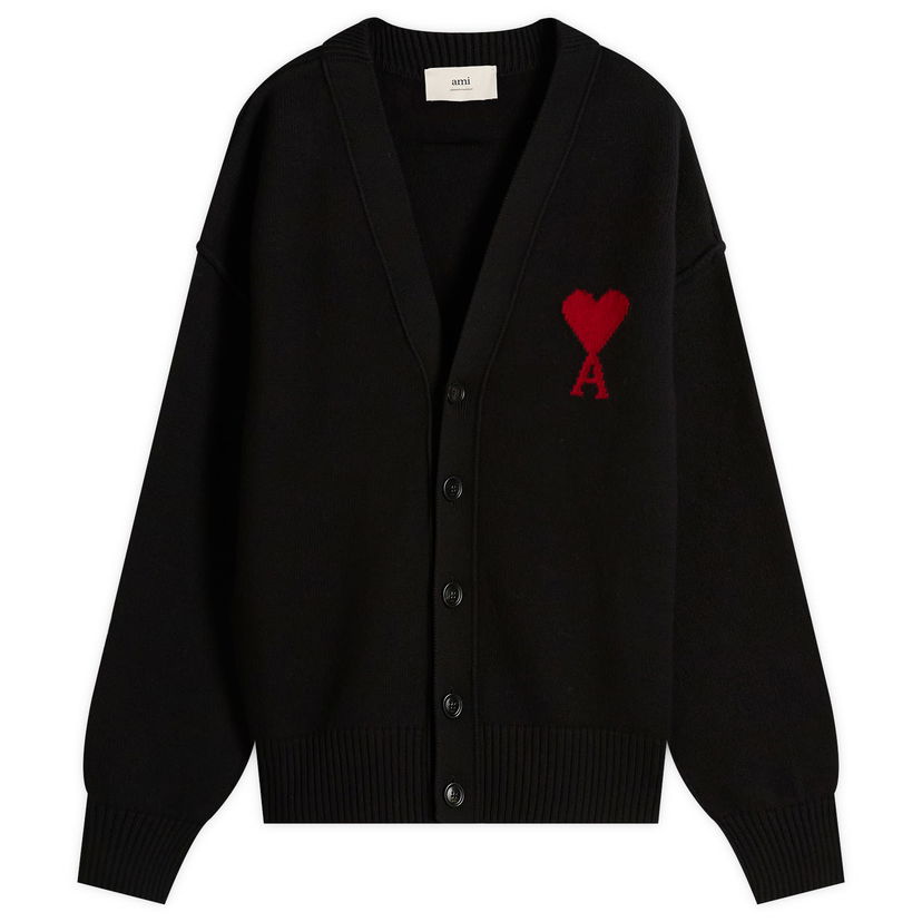 Пуловер AMI Men's Merino Wool Knit Cardigan, Size Large Черно | H25UKC367-018-009H25