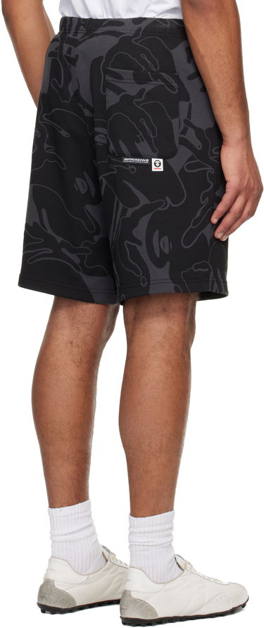Къси панталони AAPE by A Bathing Ape 'AAPENOW' Moonface Logo Camo Sweat Shorts Черно | AAPSPMB677XXNBKZ, 2