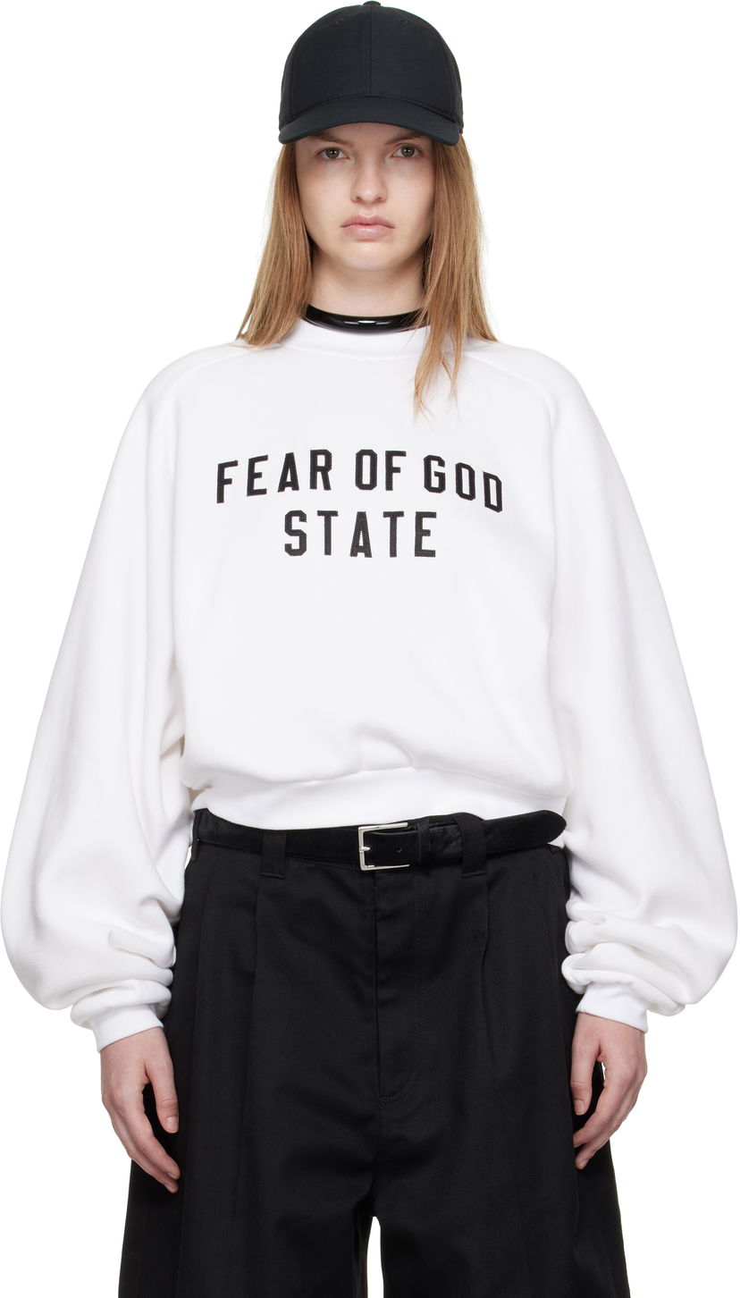 Суитчър Fear of God Fear of God ESSENTIALS Fleece Raglan Crewneck Sweatshirt Бяло | 192SP257834FW