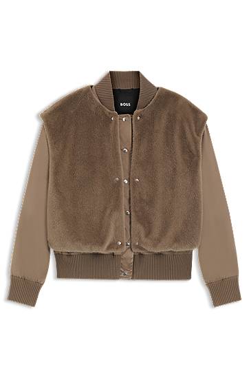 Яке бомбър BOSS BOSS Satin Bomber Jacket with Removable Faux-Fur Gilet Кафяво | 50546846, 0