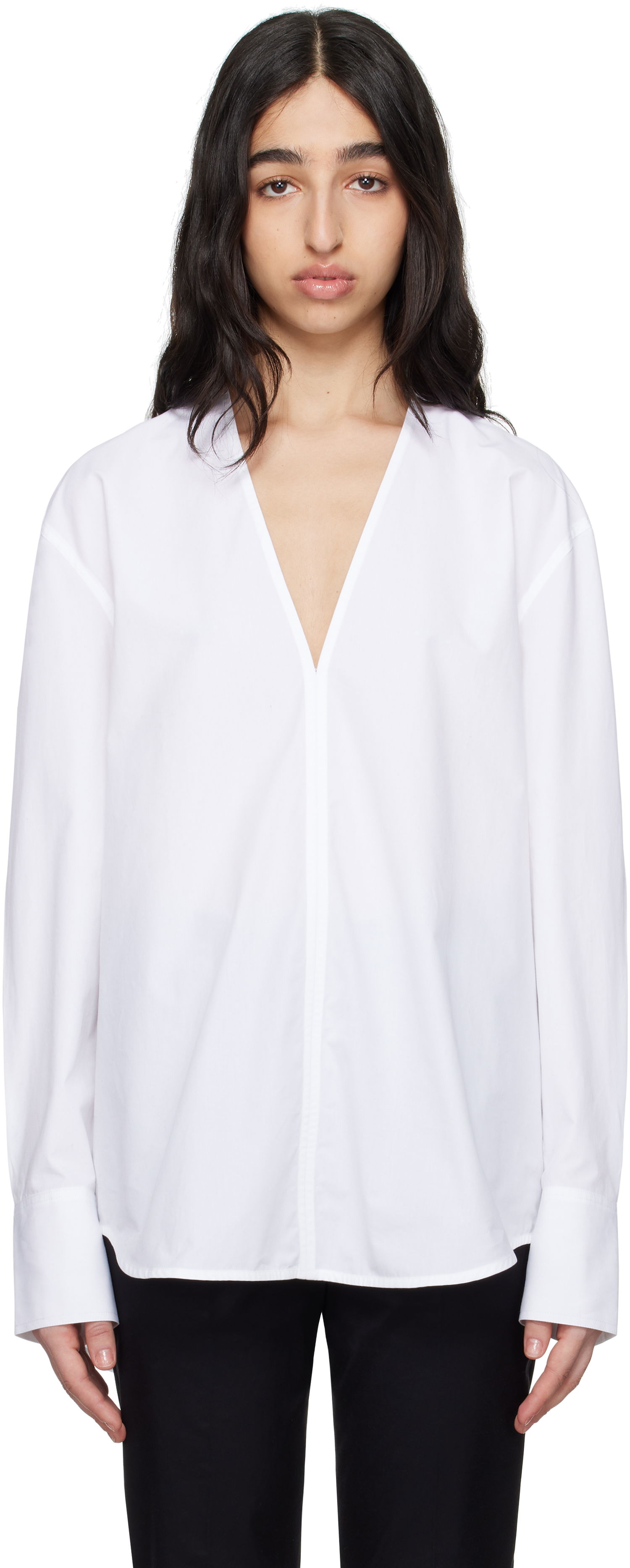 Риза TOTEME TOTEME V-Neck Shirt Бяло | 252-WRT0503-FB0119, 0
