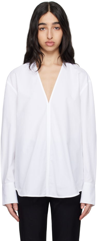 Риза TOTEME TOTEME V-Neck Shirt Бяло | 252-WRT0503-FB0119, 0