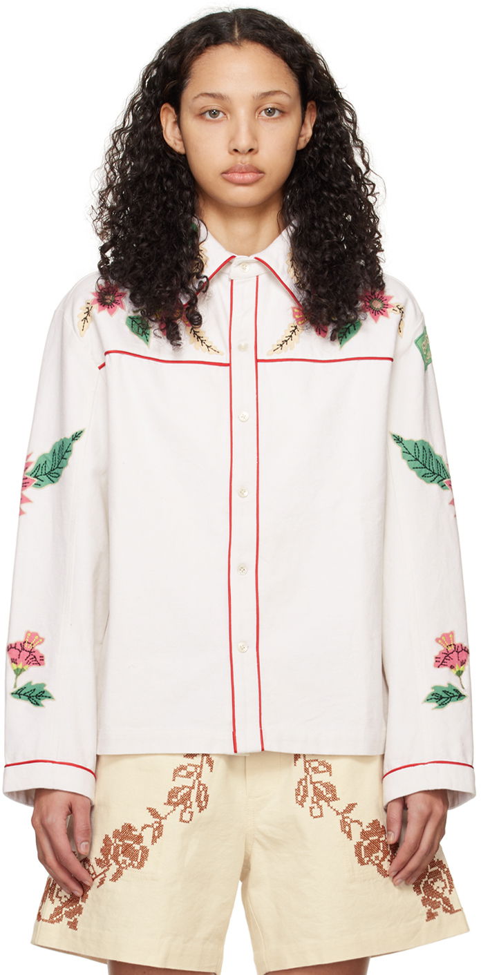 Риза Bode Kilburn Shirt Бяло | MRF23SH069, 0